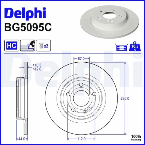 DELPHI Bremsscheibe BG5095C