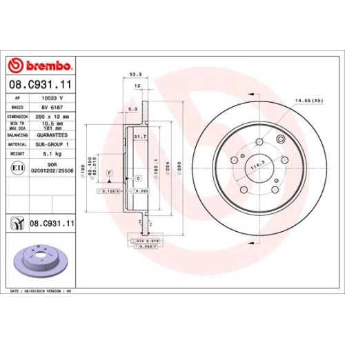 BREMBO Bremsscheibe PRIME LINE - UV Coated 08.C931.11