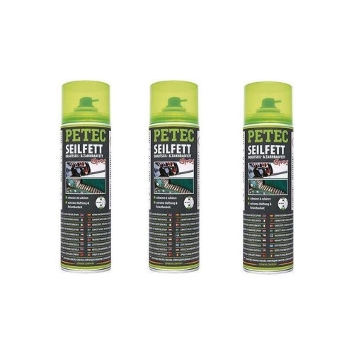 3x Seilfettspray Petec Versiegelung Drahtseilfett Zahnradfett Kette 71650 500 ml