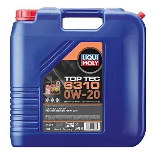 Motor&ouml;l Motoren&ouml;l Top Tec 6310 0W-20 Liqui Moly 20 Liter Kanister PSA B71 2010