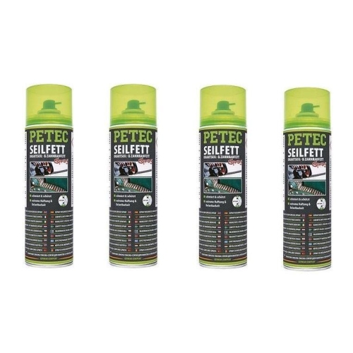 4x Seilfettspray Petec Versiegelung Drahtseilfett Zahnradfett Kette 71650 500 ml