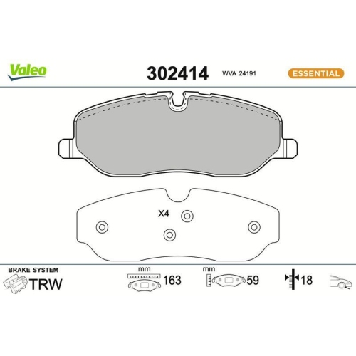 VALEO Bremsbelagsatz, Scheibenbremse ESSENTIAL 302414