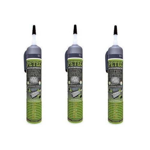 3x Petec 97720 Hochtemperatur-Silikondichtung MATIC schwarz 200ml