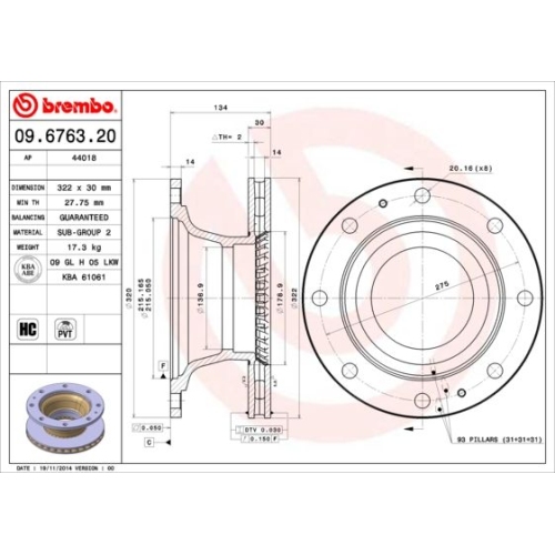 BREMBO Bremsscheibe PRIME LINE 09.6763.20