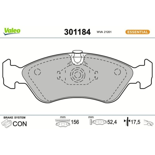 VALEO Bremsbelagsatz, Scheibenbremse ESSENTIAL 301184