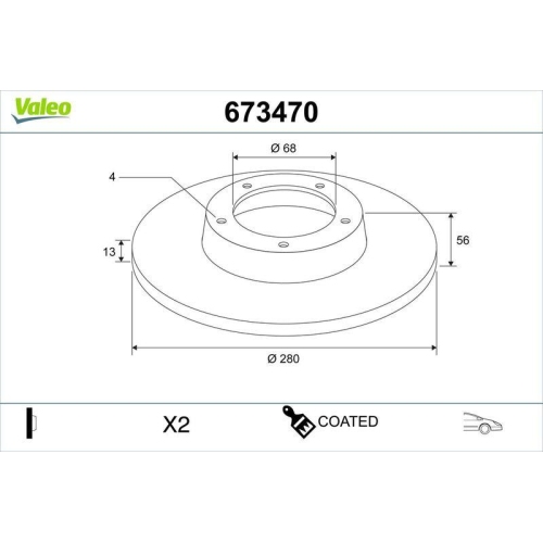 VALEO Bremsscheibe COATED 673470