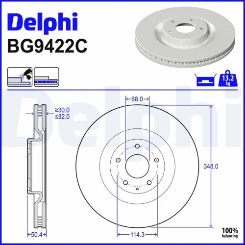 DELPHI Bremsscheibe BG9422C