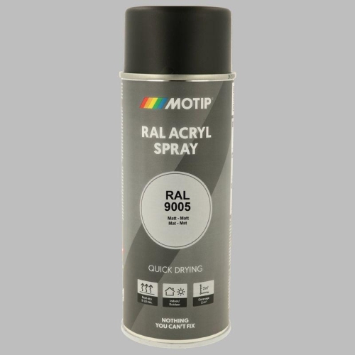 Lackspray Farbe schnell trocknend RAL 9005 tiefschwarz matt 400ml MOTIP 07238