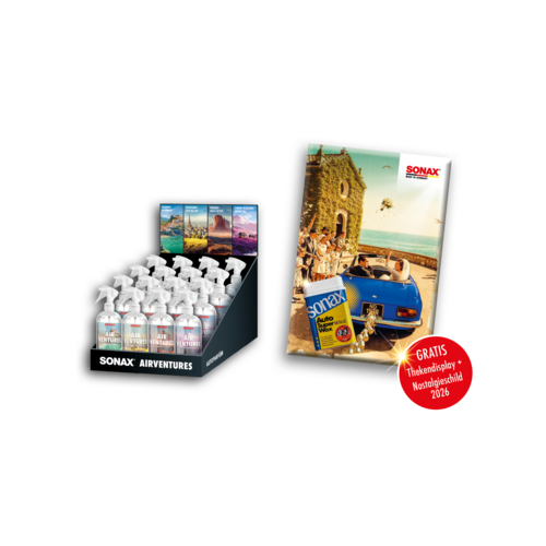 AirVentures Paket SONAX Autoparf&uuml;m Autoduft Display Nostalgieschild + 07607000