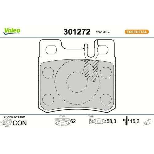 VALEO Bremsbelagsatz, Scheibenbremse ESSENTIAL 301272
