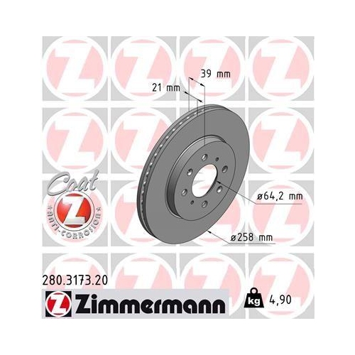 ZIMMERMANN Bremsscheibe COAT Z 280.3173.20