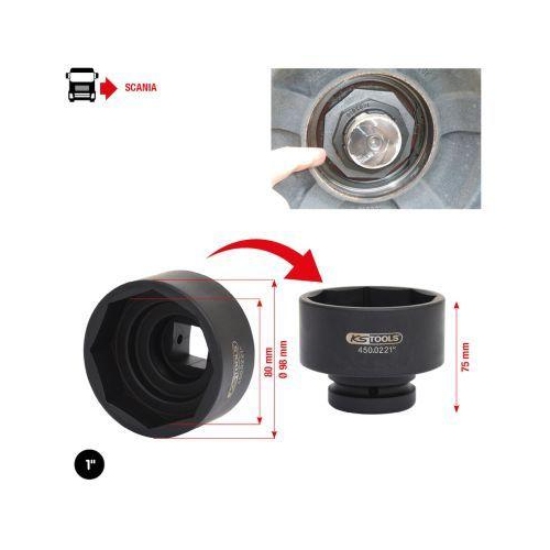 1 ZollAchsmuttern-Schl&uuml;ssel f&uuml;r Scania 8-kant, 80mm KS TOOLS 450.0221