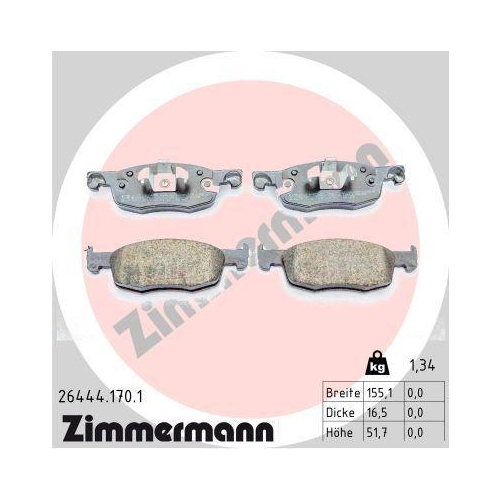 ZIMMERMANN Bremsbelagsatz, Scheibenbremse 26444.170.1