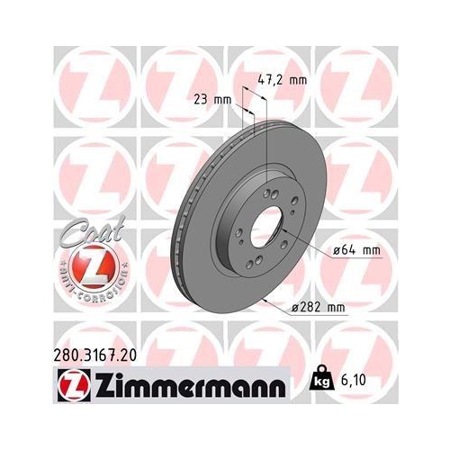 ZIMMERMANN Bremsscheibe COAT Z 280.3167.20