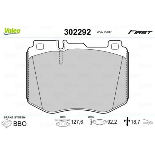 VALEO Bremsbelagsatz, Scheibenbremse FIRST 302292