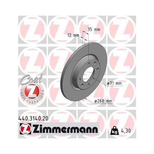 ZIMMERMANN Bremsscheibe COAT Z 440.3140.20