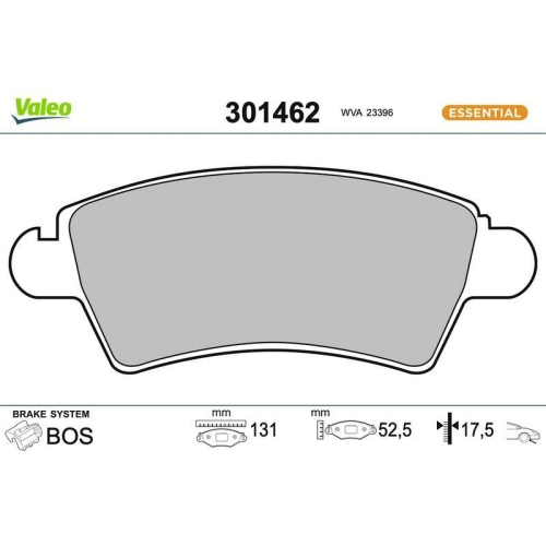 VALEO Bremsbelagsatz, Scheibenbremse ESSENTIAL 301462
