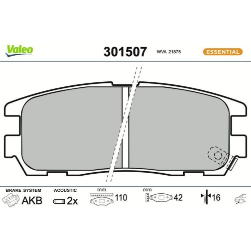 VALEO Bremsbelagsatz, Scheibenbremse ESSENTIAL 301507
