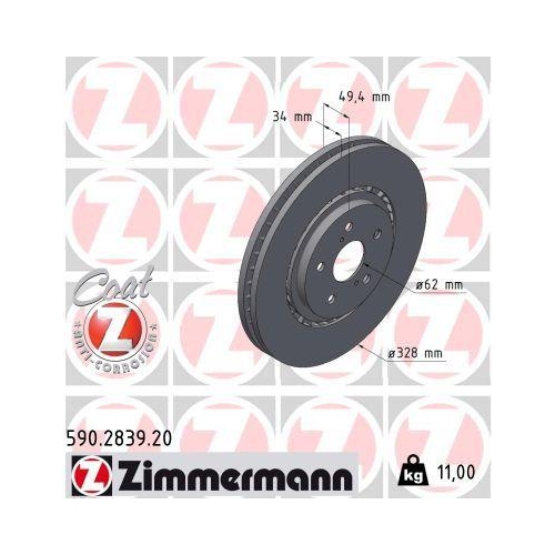 ZIMMERMANN Bremsscheibe COAT Z 590.2839.20