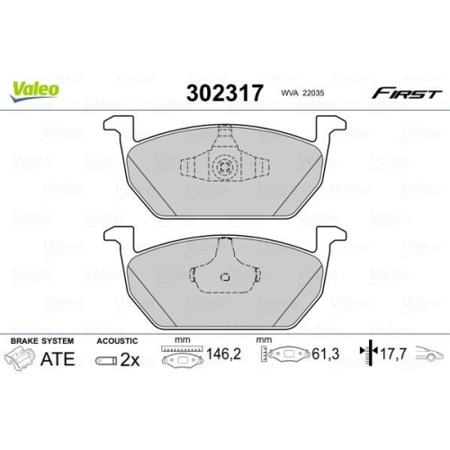 VALEO Bremsbelagsatz, Scheibenbremse FIRST 302317