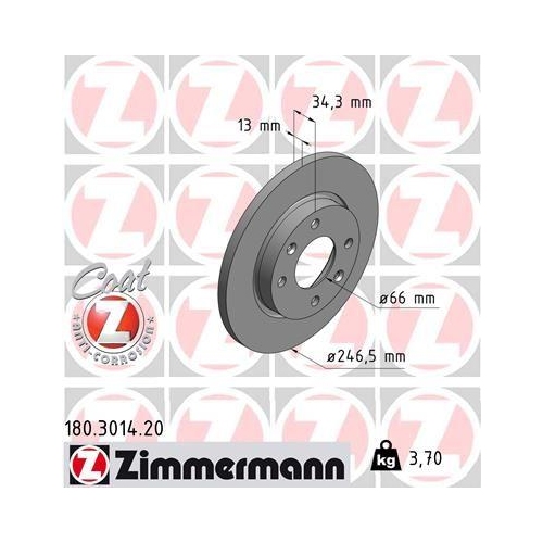 ZIMMERMANN Bremsscheibe COAT Z 180.3014.20