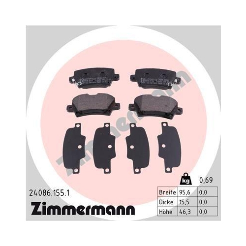 ZIMMERMANN Bremsbelagsatz, Scheibenbremse 24086.155.1