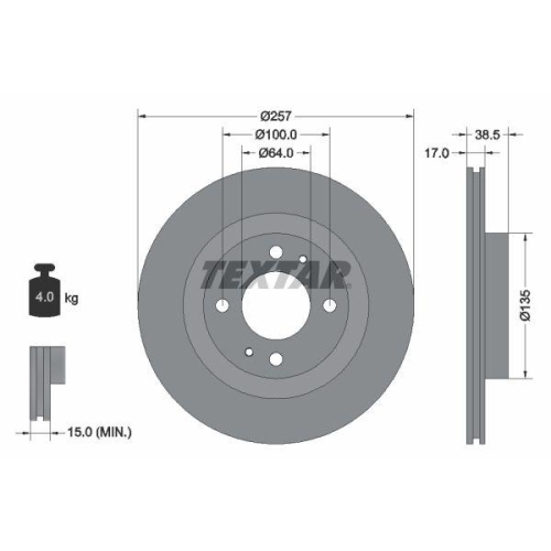 TEXTAR Bremsscheibe PRO 92282503