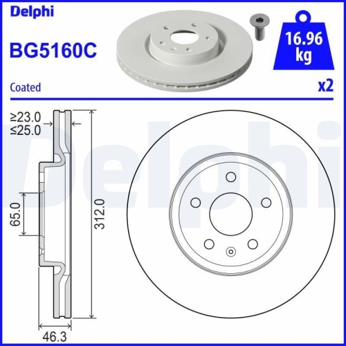 DELPHI Bremsscheibe BG5160C