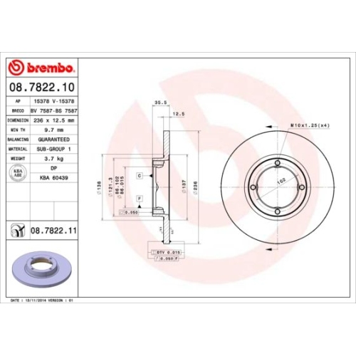 BREMBO Bremsscheibe PRIME LINE 08.7822.10