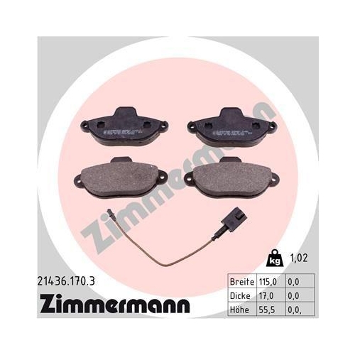 ZIMMERMANN Bremsbelagsatz, Scheibenbremse 21436.170.3