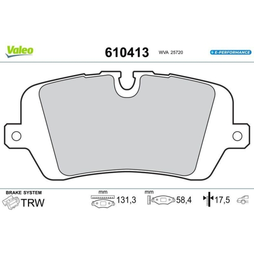 VALEO Bremsbelagsatz, Scheibenbremse E-PERFORMANCE 610413