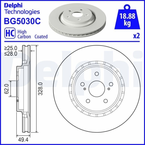 DELPHI Bremsscheibe BG5030C