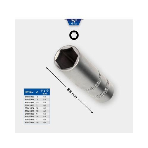 3/8 Zoll Sechskant-Stecknuss, lange Ausf&uuml;hrung, 17 mm BRILLIANT TOOLS BT021828