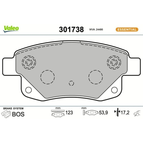 VALEO Bremsbelagsatz, Scheibenbremse ESSENTIAL 301738