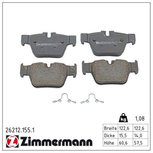 ZIMMERMANN Bremsbelagsatz, Scheibenbremse 26212.155.1