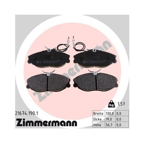 ZIMMERMANN Bremsbelagsatz, Scheibenbremse 21674.190.1