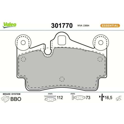 VALEO Bremsbelagsatz, Scheibenbremse ESSENTIAL 301770