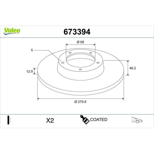 VALEO Bremsscheibe COATED 673394