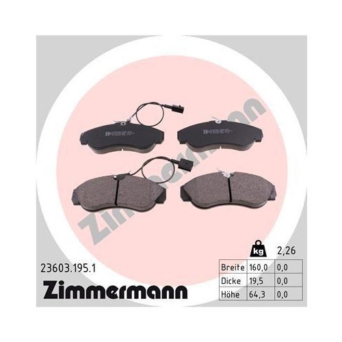 ZIMMERMANN Bremsbelagsatz, Scheibenbremse 23603.195.1