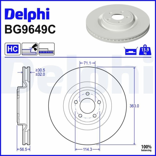 DELPHI Bremsscheibe BG9649C