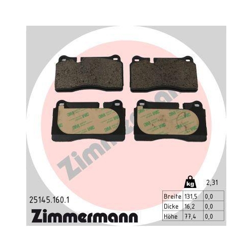 ZIMMERMANN Bremsbelagsatz, Scheibenbremse 25145.160.1