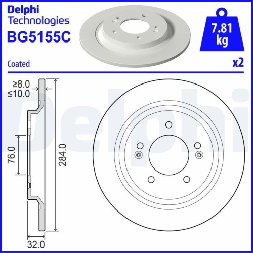 DELPHI Bremsscheibe BG5155C