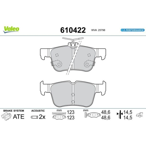 VALEO Bremsbelagsatz, Scheibenbremse E-PERFORMANCE 610422