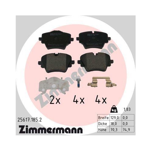 ZIMMERMANN Bremsbelagsatz, Scheibenbremse 25617.185.2