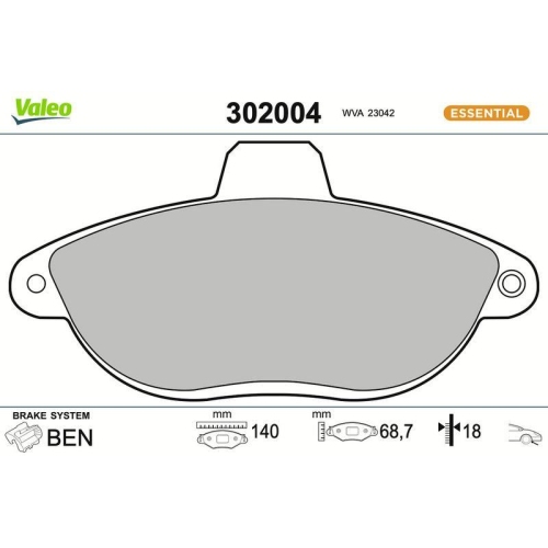 VALEO Bremsbelagsatz, Scheibenbremse ESSENTIAL 302004