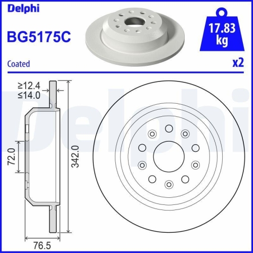 DELPHI Bremsscheibe BG5175C