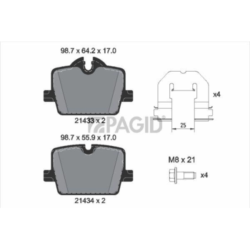PAGID Bremsbelagsatz, Scheibenbremse T2887N
