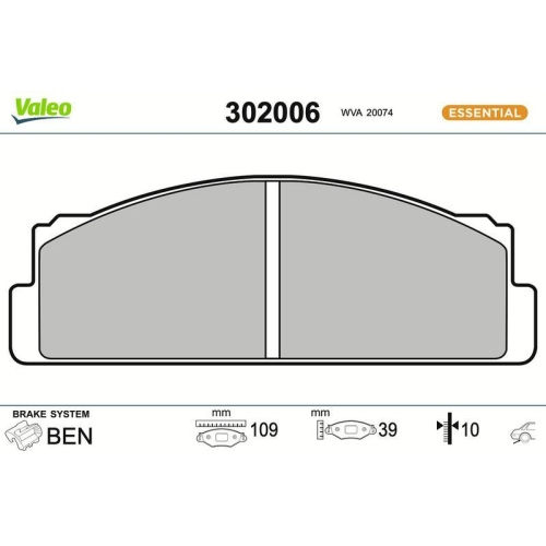 VALEO Bremsbelagsatz, Scheibenbremse ESSENTIAL 302006