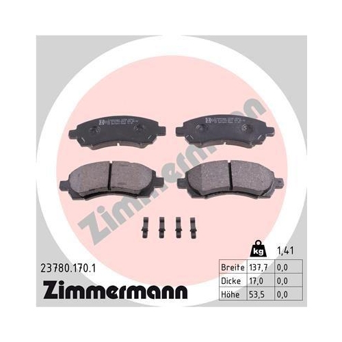 ZIMMERMANN Bremsbelagsatz, Scheibenbremse 23780.170.1