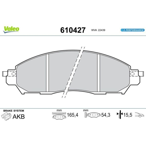 VALEO Bremsbelagsatz, Scheibenbremse E-PERFORMANCE 610427